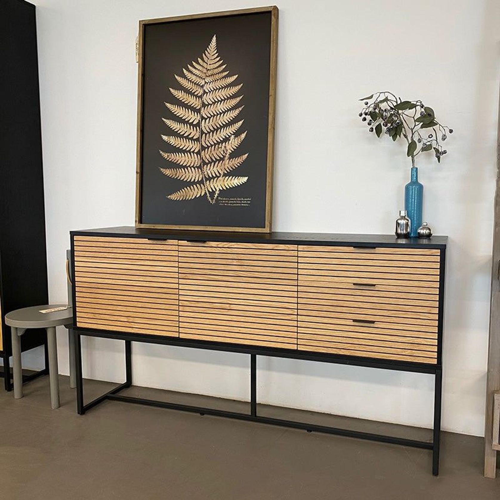 ODENCE Sideboard 160cm - Natural & Black gallery detail image