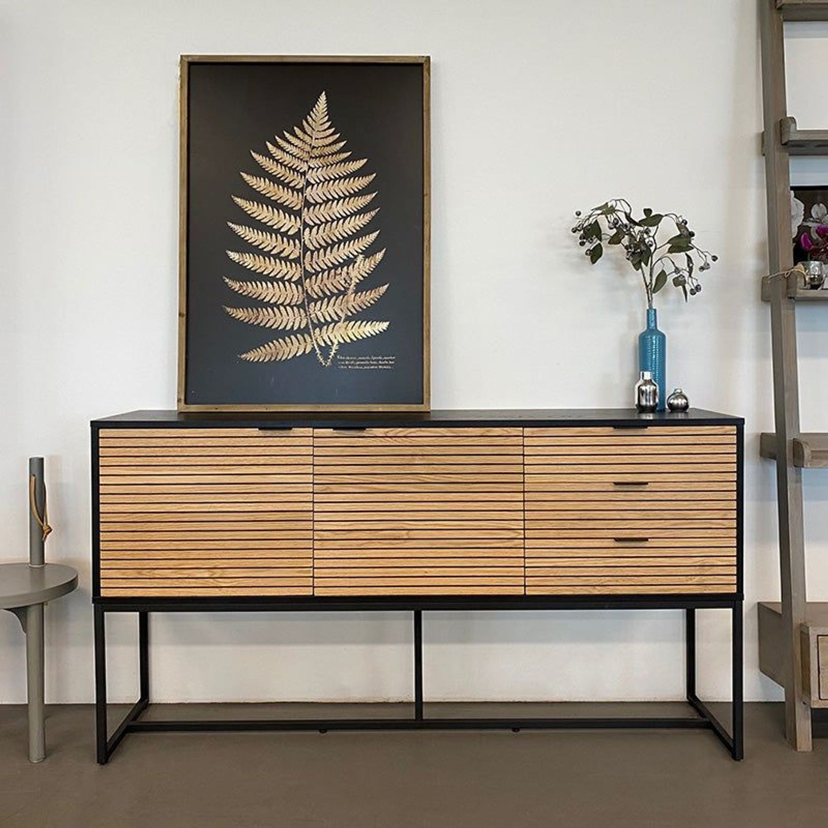 ODENCE Sideboard 160cm - Natural & Black gallery detail image