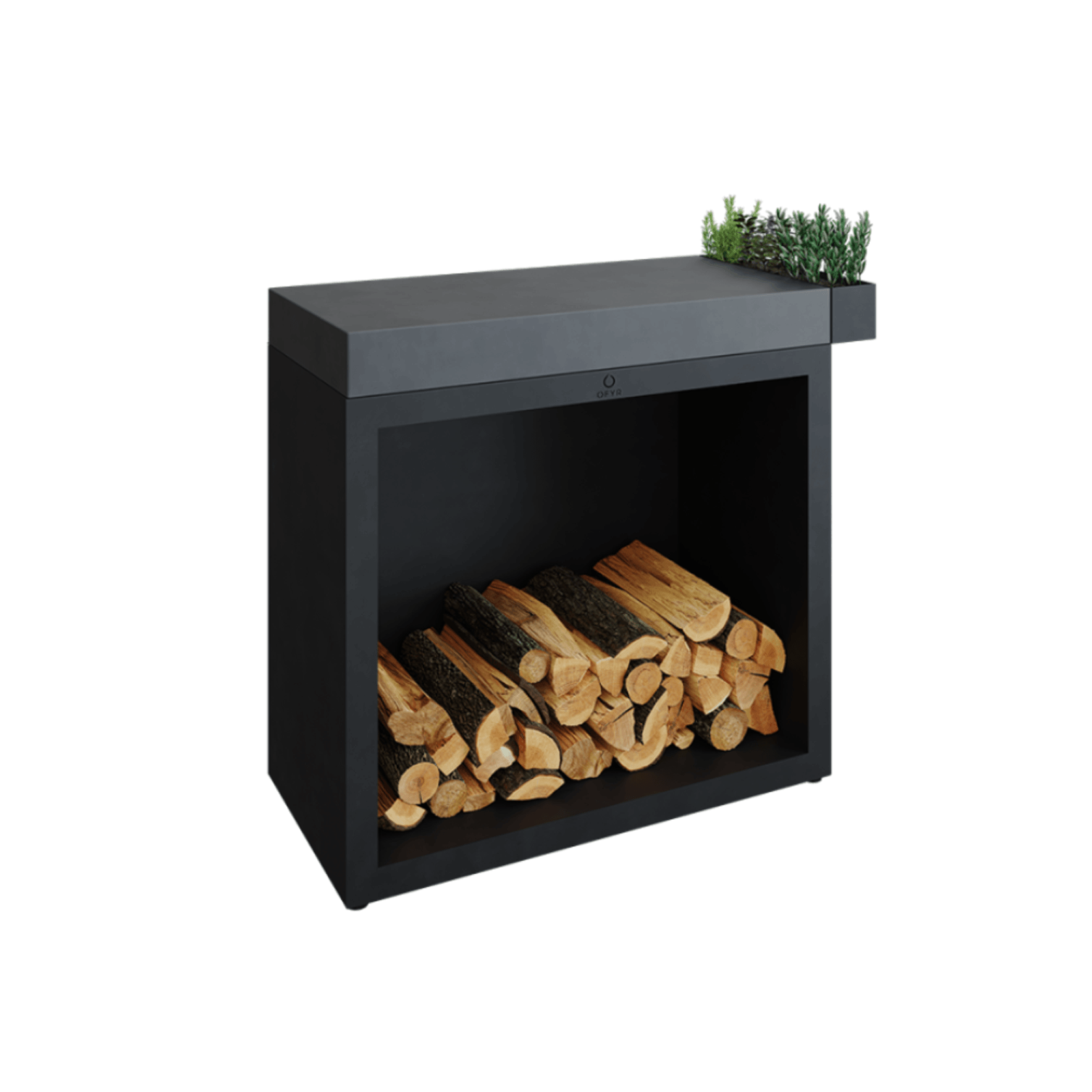 OFYR Butchers Block & Wood Storage w/ Ceramic Tabletop - Black gallery detail image
