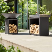 OFYR Butchers Block & Wood Storage w/ Ceramic Tabletop - Black gallery detail image