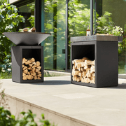 OFYR Butchers Block & Wood Storage w/ Ceramic Tabletop - Black gallery detail image