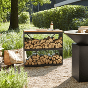 OFYR Wood Storage Dressoir w/ Teak Wood Tabletop - Black gallery detail image