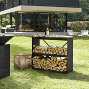 OFYR Wood Storage Dressoir w/ Teak Wood Tabletop - Black gallery detail image