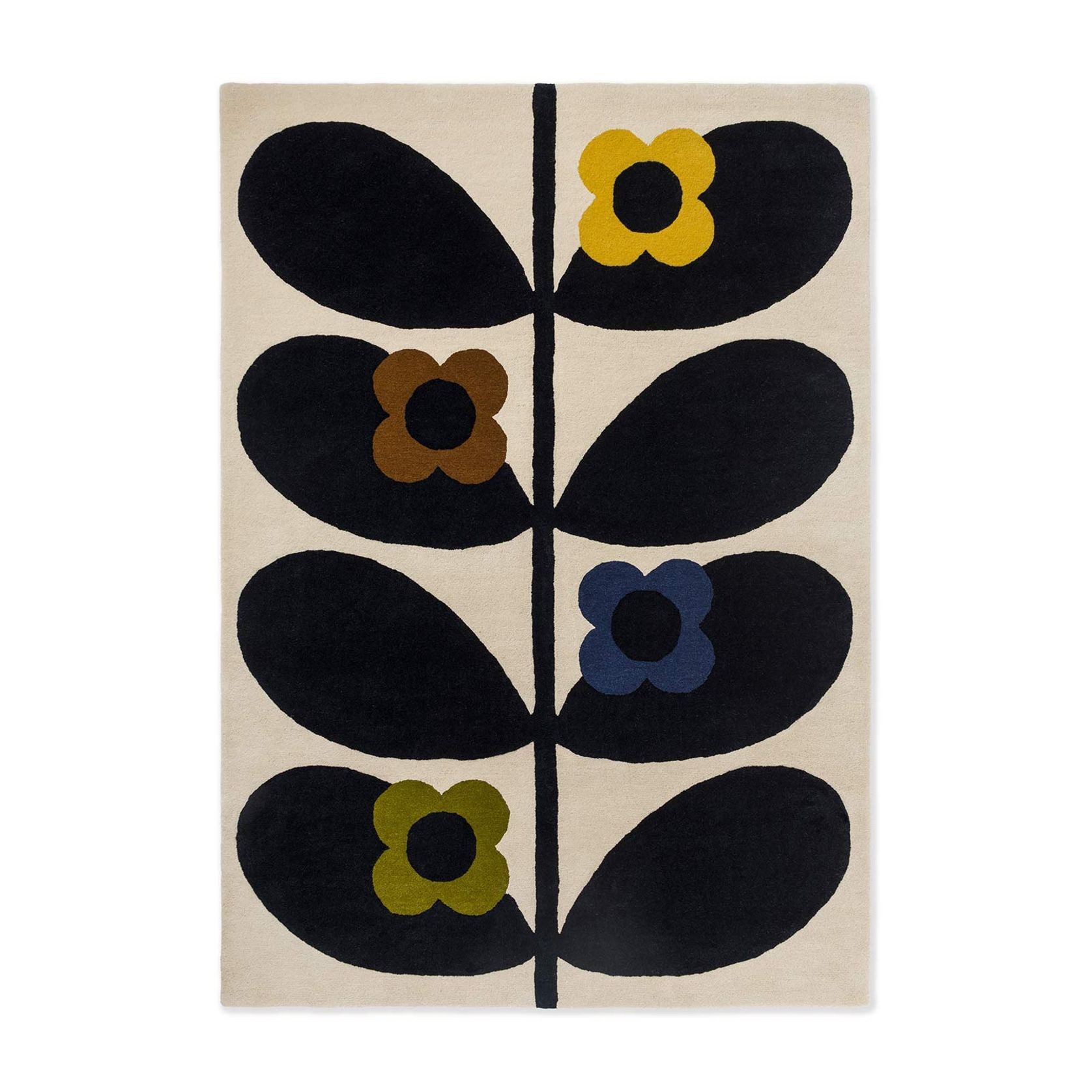 Orla Kiely Striped Wild Rose Rug - Fawn | 100% Wool Designer Floor Rug gallery detail image