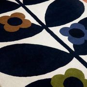 Orla Kiely Striped Wild Rose Rug - Fawn | 100% Wool Designer Floor Rug gallery detail image