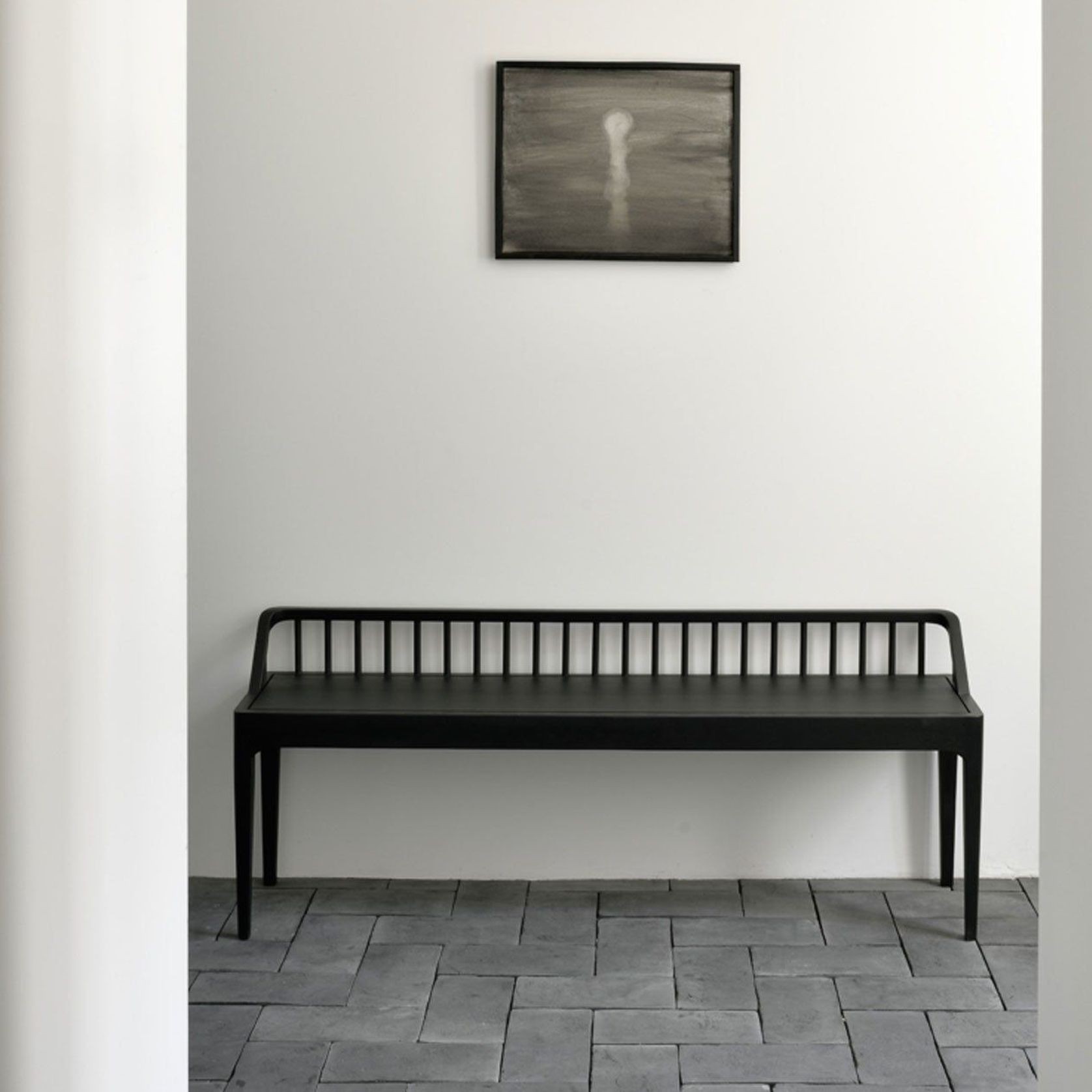 Oak Spindle Bench Seat - Black gallery detail image
