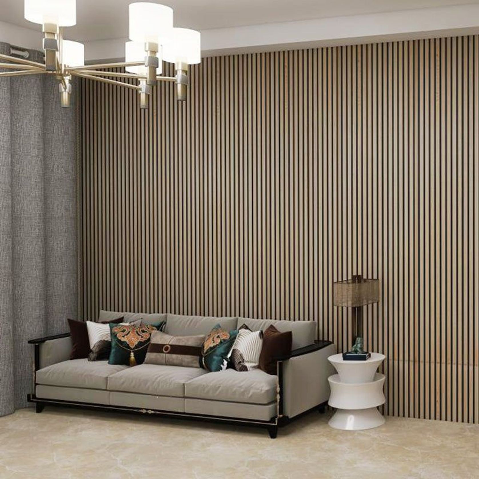WOODFLEX Flexible Acoustic Wood Slat Wall Panel, Oak Veneer - 2400mm x 600mm gallery detail image