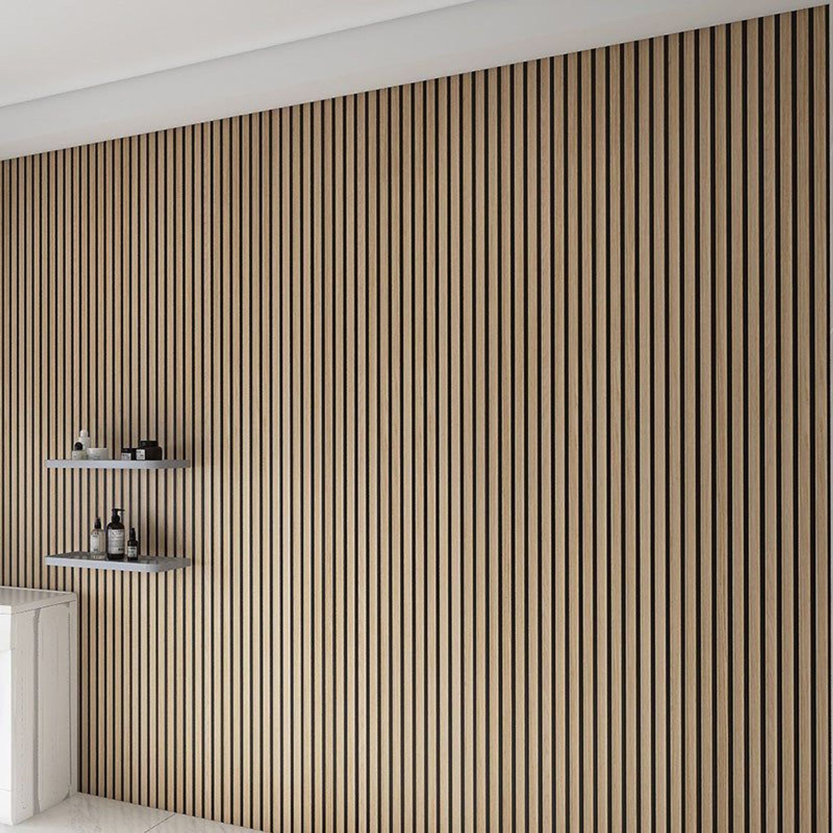 WOODFLEX Flexible Acoustic Wood Slat Wall Panel, Oak Veneer - 2400mm x 600mm gallery detail image