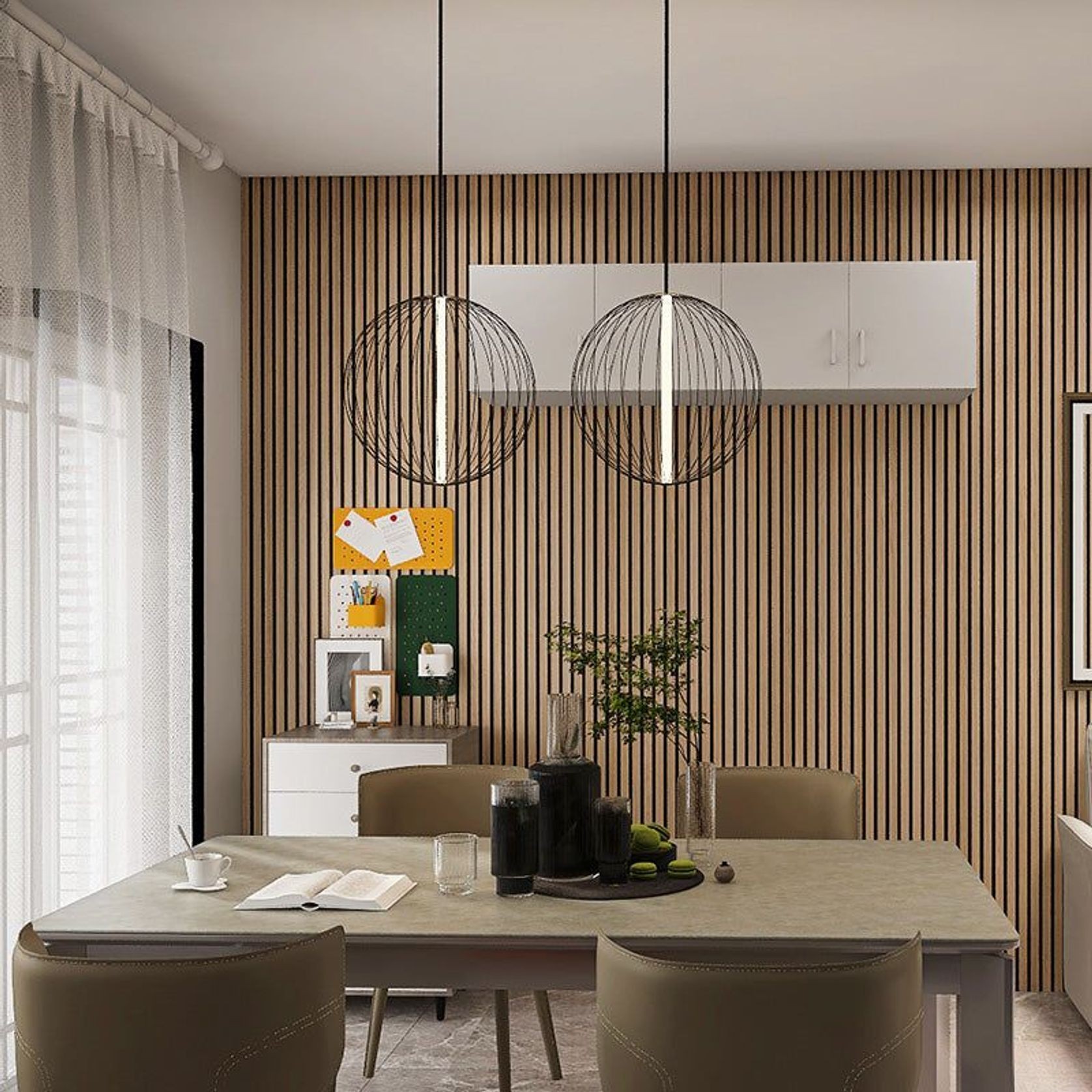 WOODFLEX Flexible Acoustic Wood Slat Wall Panel, Oak Veneer - 2400mm x 600mm gallery detail image
