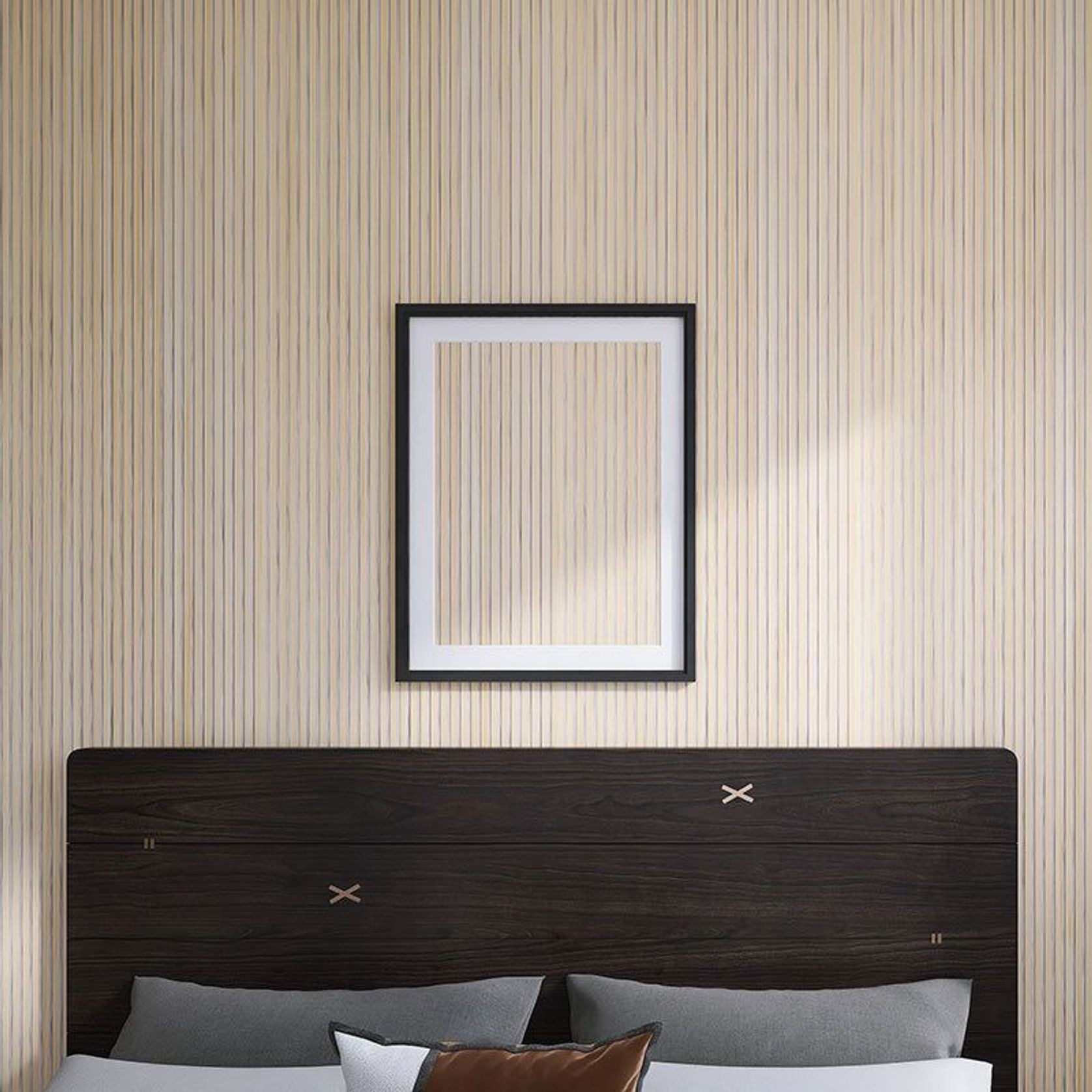 WOODFLEX Flexible Acoustic Wood Slat Wall Panel, Oak Veneer on Light Grey - 2700mm x 600mm gallery detail image