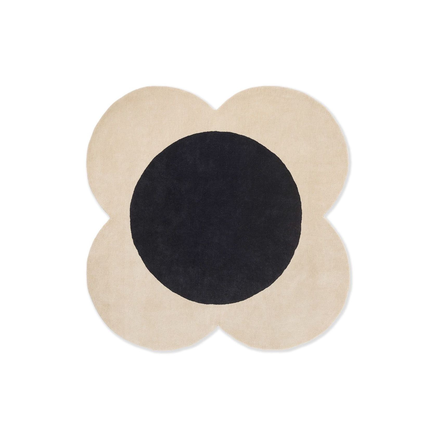 Orla Kiely Spot Flower Rug - Ecru and Black | 100% Wool Designer Floor Rug gallery detail image