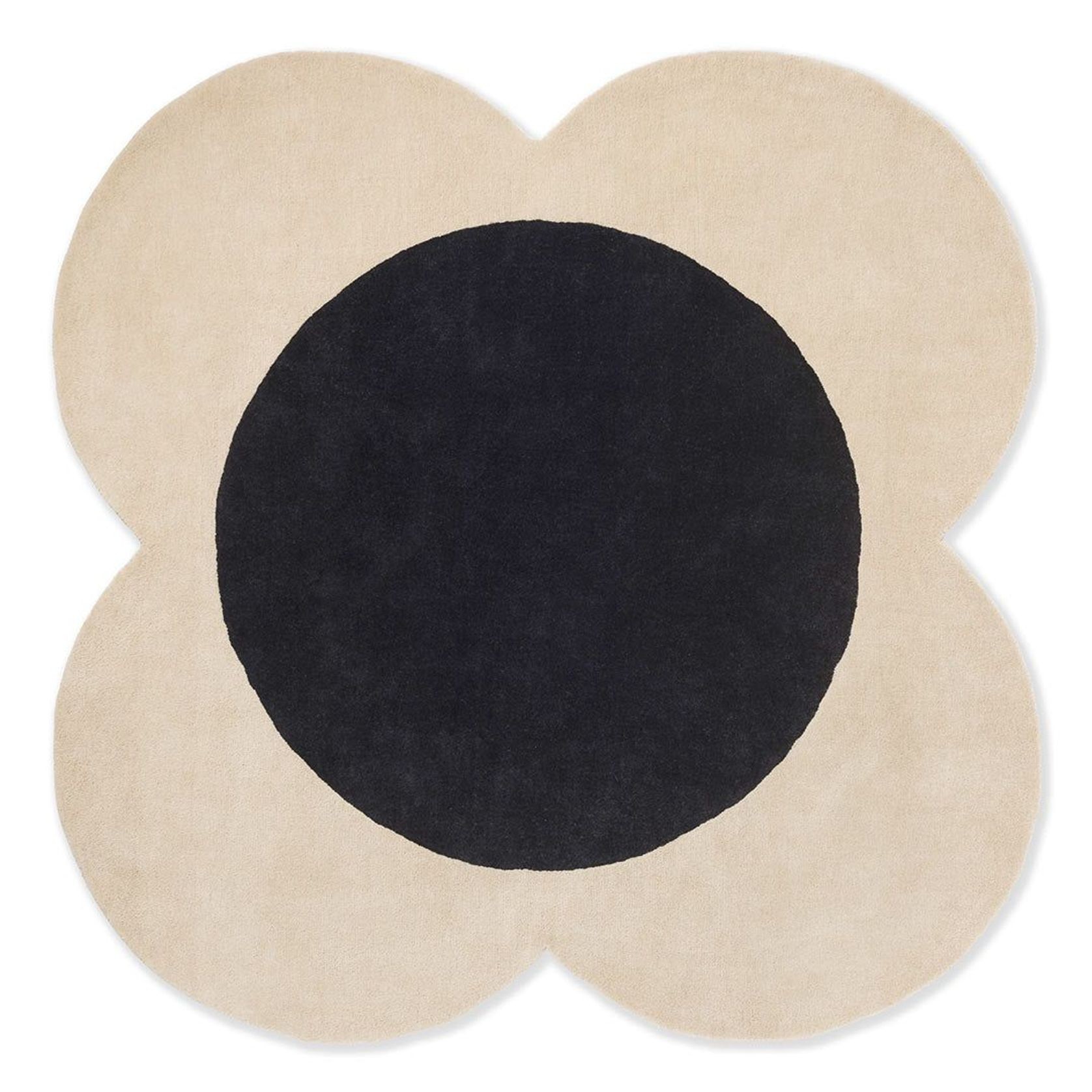 Orla Kiely Spot Flower Rug - Ecru and Black | 100% Wool Designer Floor Rug gallery detail image