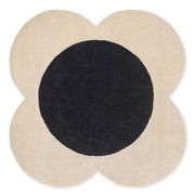 Orla Kiely Spot Flower Rug - Ecru and Black | 100% Wool Designer Floor Rug gallery detail image