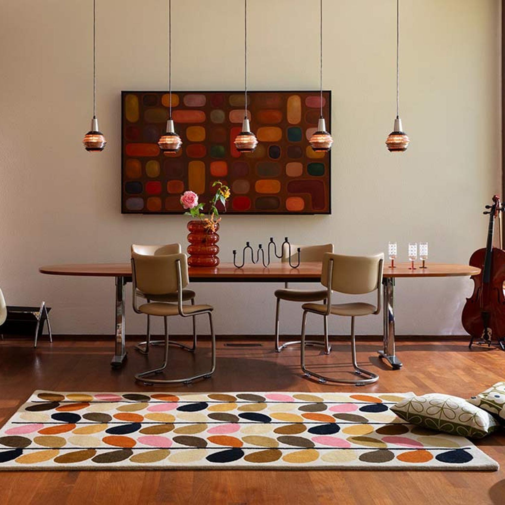 Orla Kiely Multi Stem Rug - Autumn | 100% Wool Designer Floor Rug gallery detail image