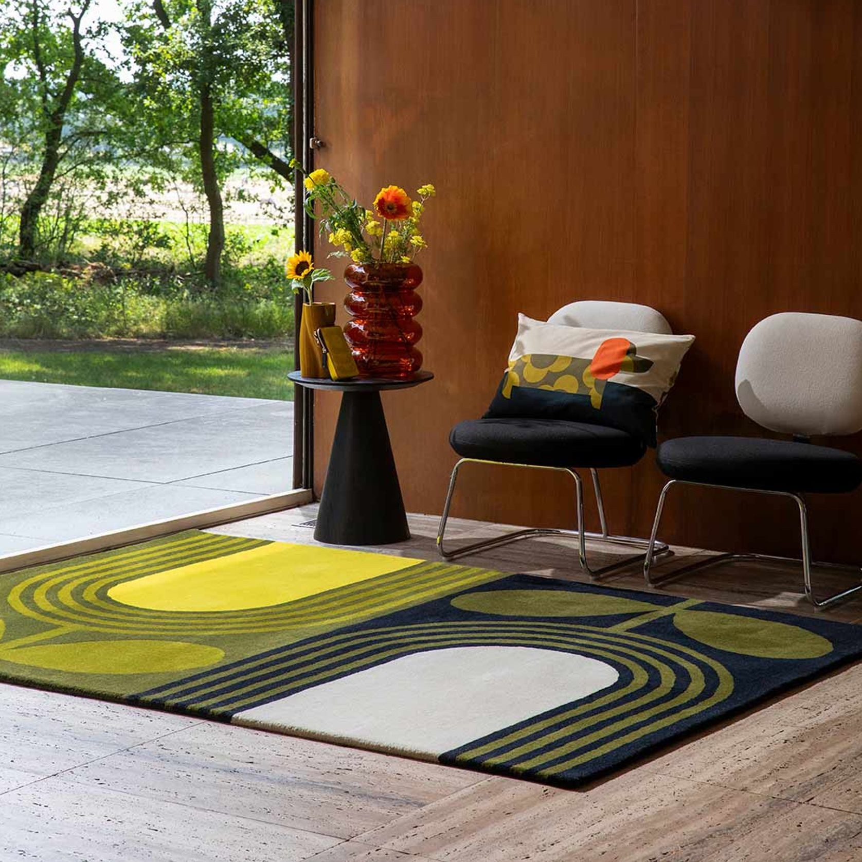 Orla Kiely Striped Tulip Rug - Seagrass | 100% Wool Designer Floor Rug gallery detail image