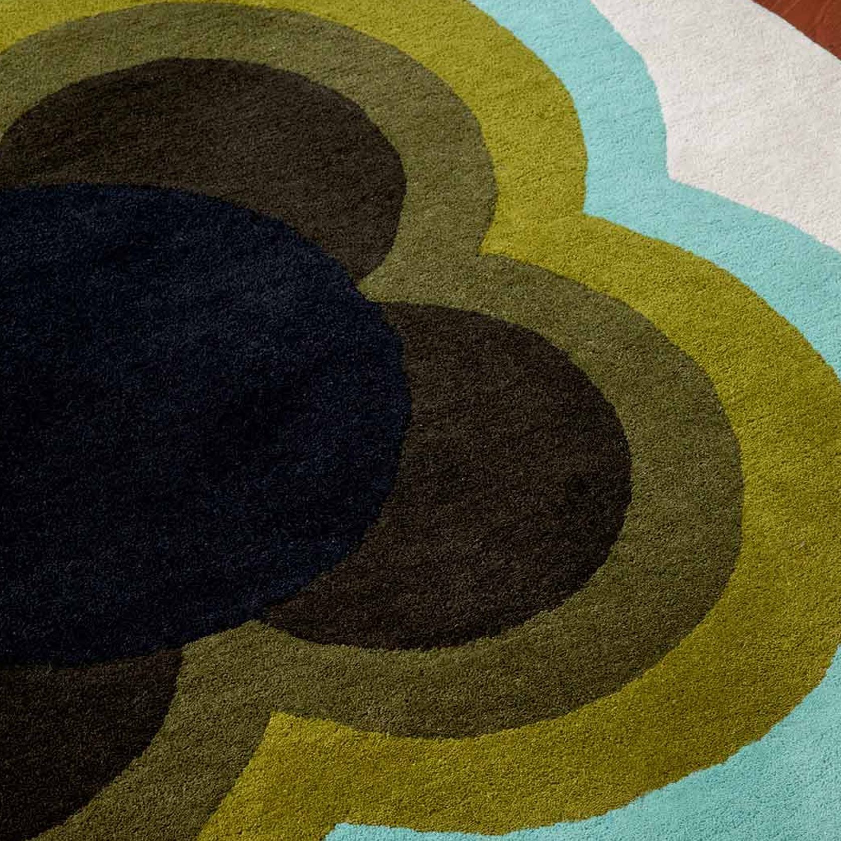 Orla Kiely Sunflower Rug - Olive | 100% Wool Round Floor Rug gallery detail image