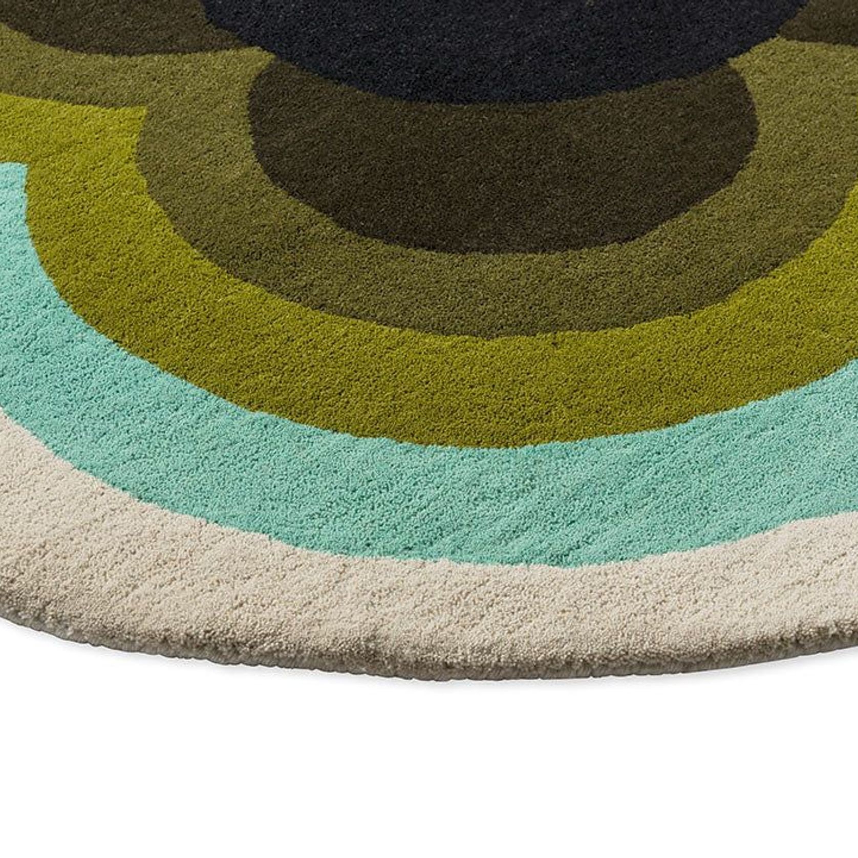 Orla Kiely Sunflower Rug - Olive | 100% Wool Round Floor Rug gallery detail image