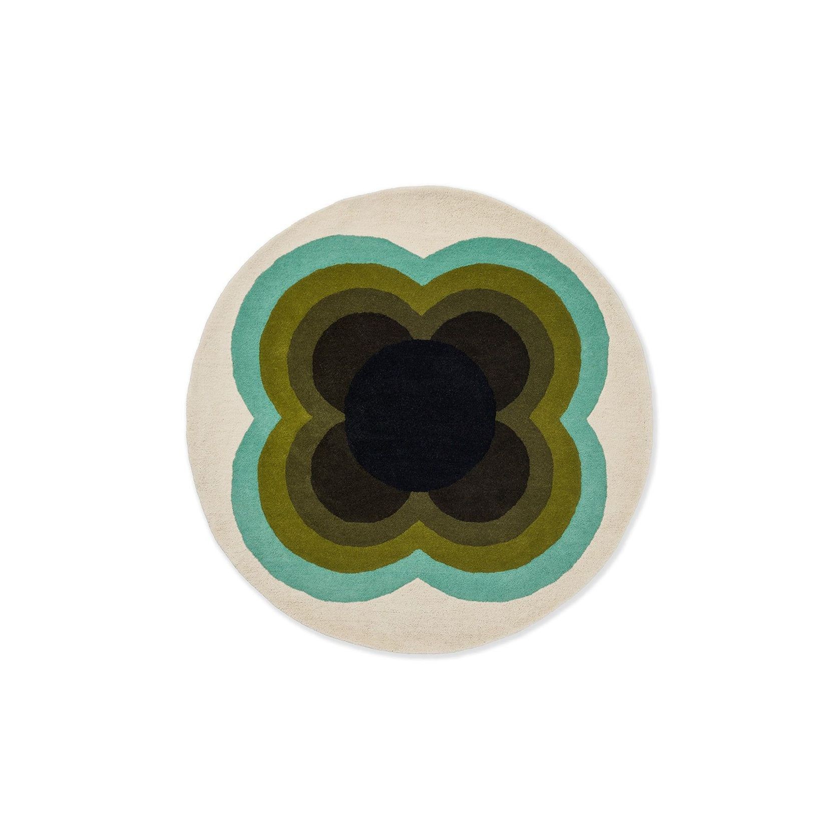 Orla Kiely Sunflower Rug - Olive | 100% Wool Round Floor Rug gallery detail image