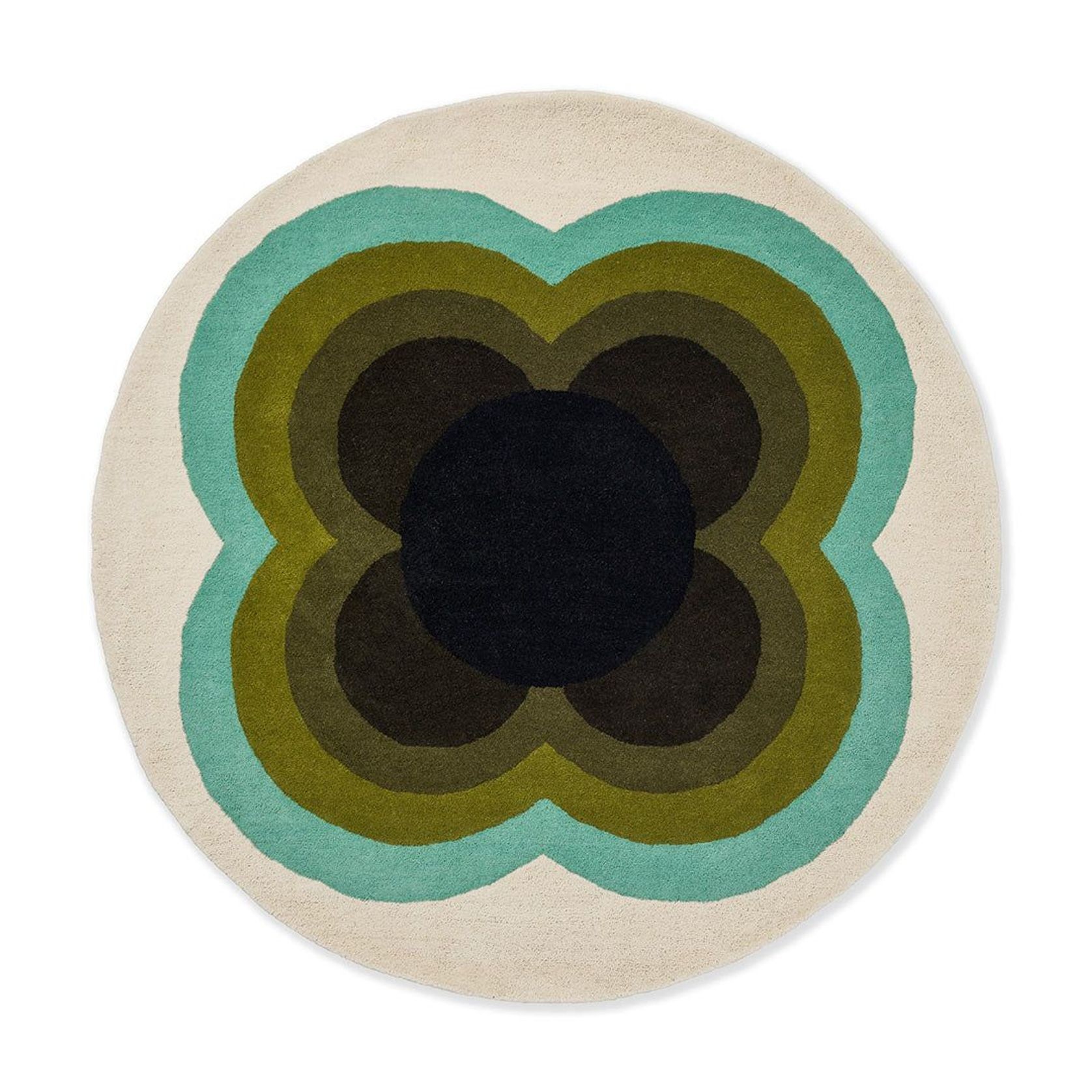 Orla Kiely Sunflower Rug - Olive | 100% Wool Round Floor Rug gallery detail image