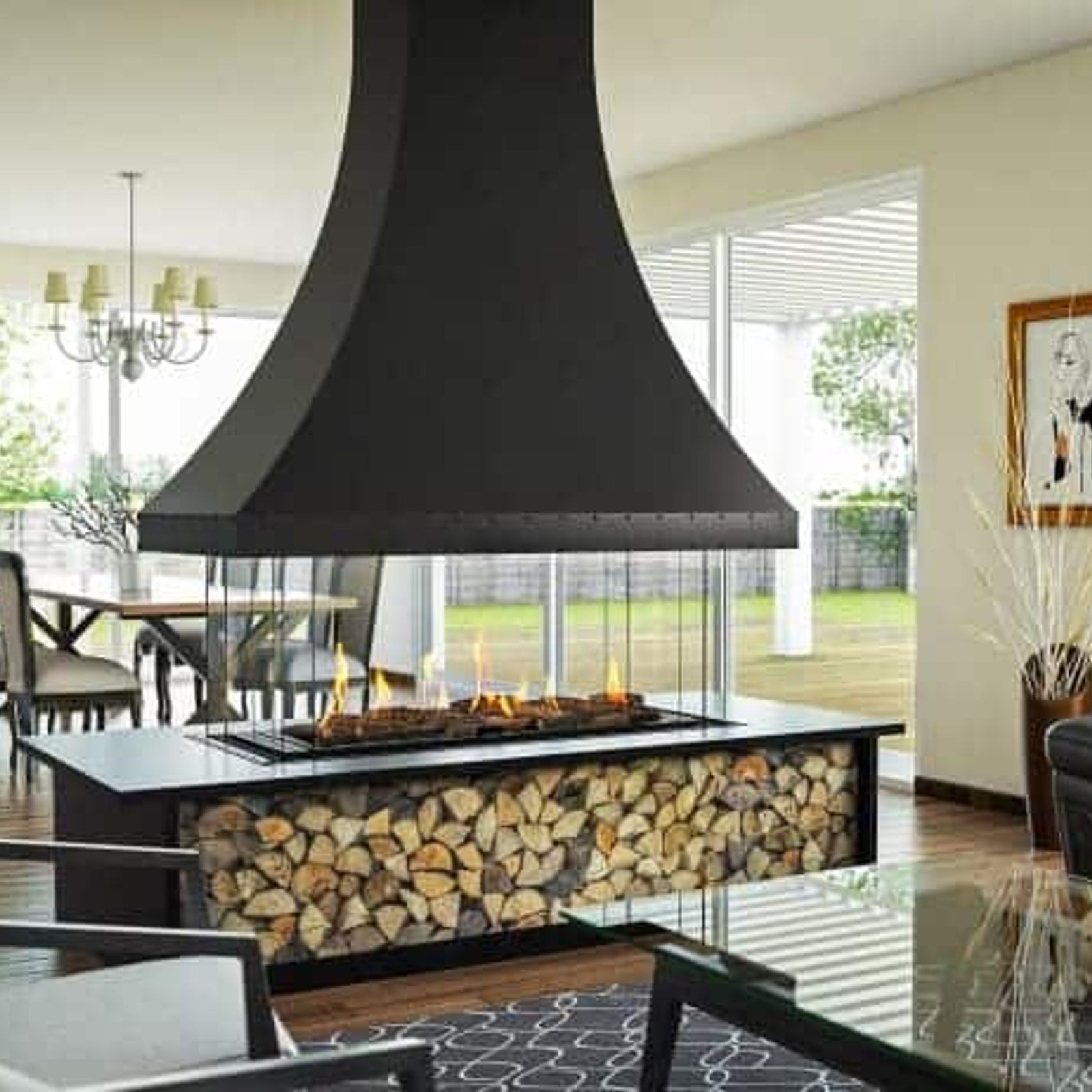 Ortal 4 x Sided Glass Gas Fireplace 130 gallery detail image