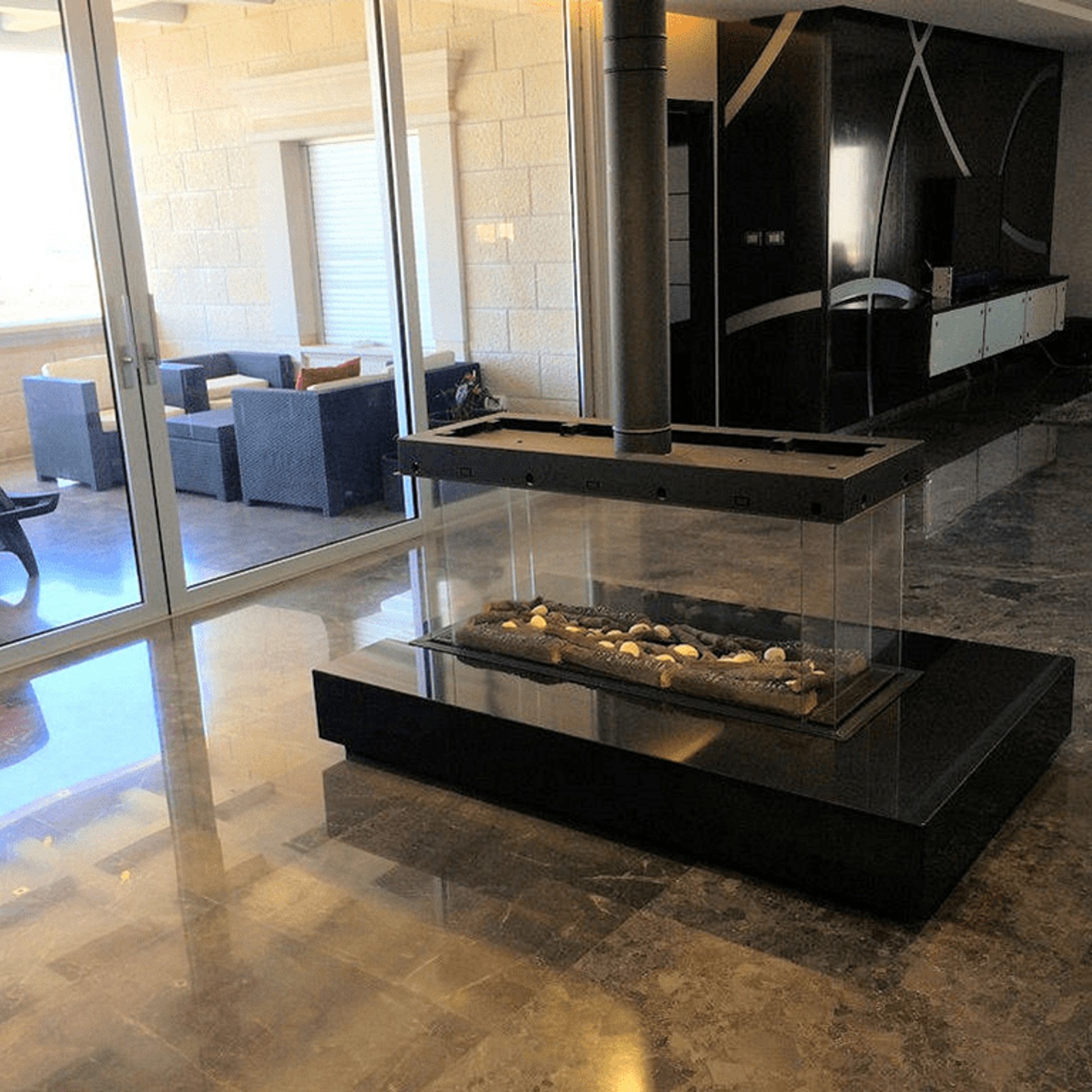 Ortal 4 x Sided Glass Gas Fireplace 130 gallery detail image