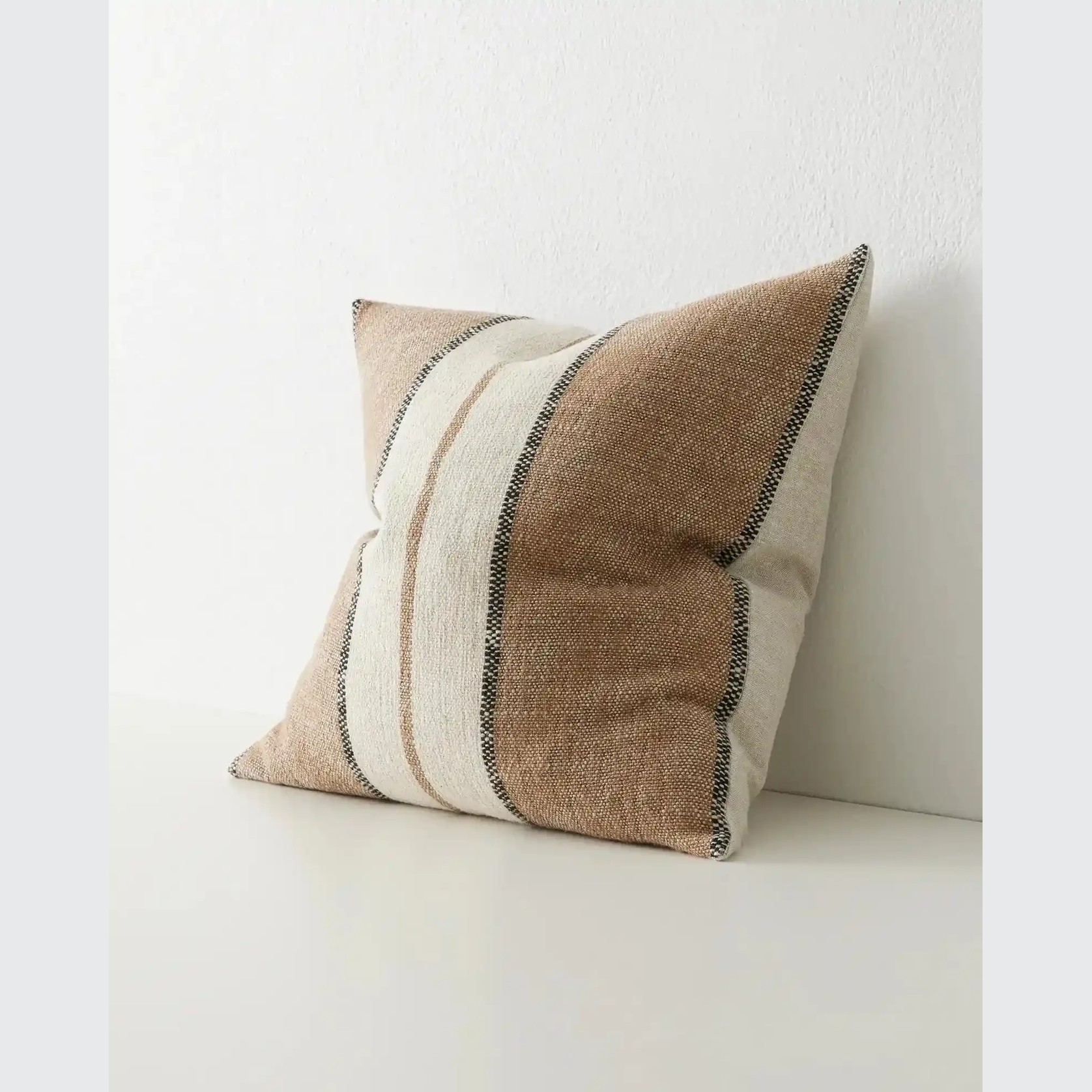 Weave Home Ottavio Cushion - Cocoa | Textured Stripe gallery detail image