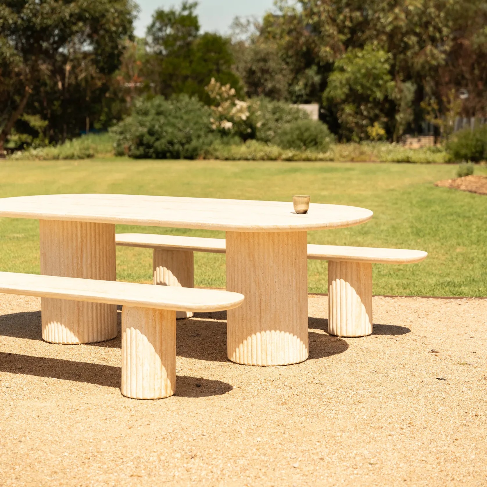Arlie Outdoor Dining Table 240cm - Travertine Finish gallery detail image