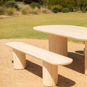 Arlie Outdoor Dining Bench 220cm - Travertine Finish gallery detail image