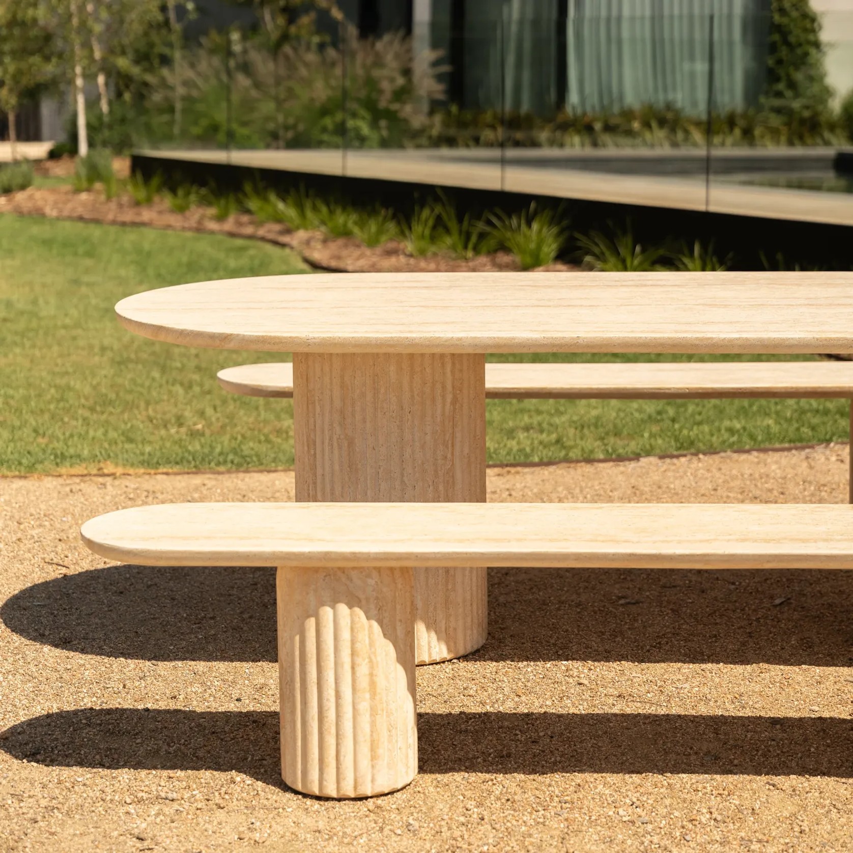 Arlie Outdoor Dining Table 240cm - Travertine Finish gallery detail image