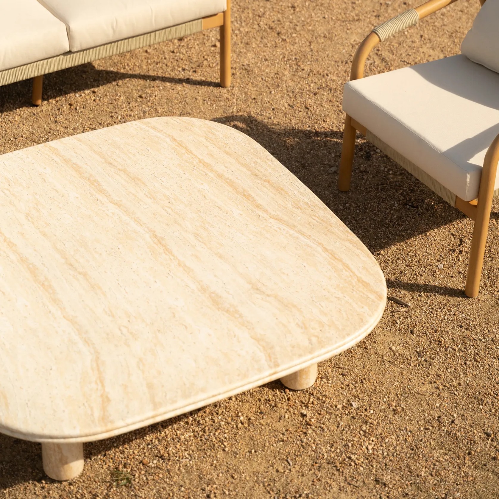 Reed Outdoor Coffee Table - Travertine Finish gallery detail image