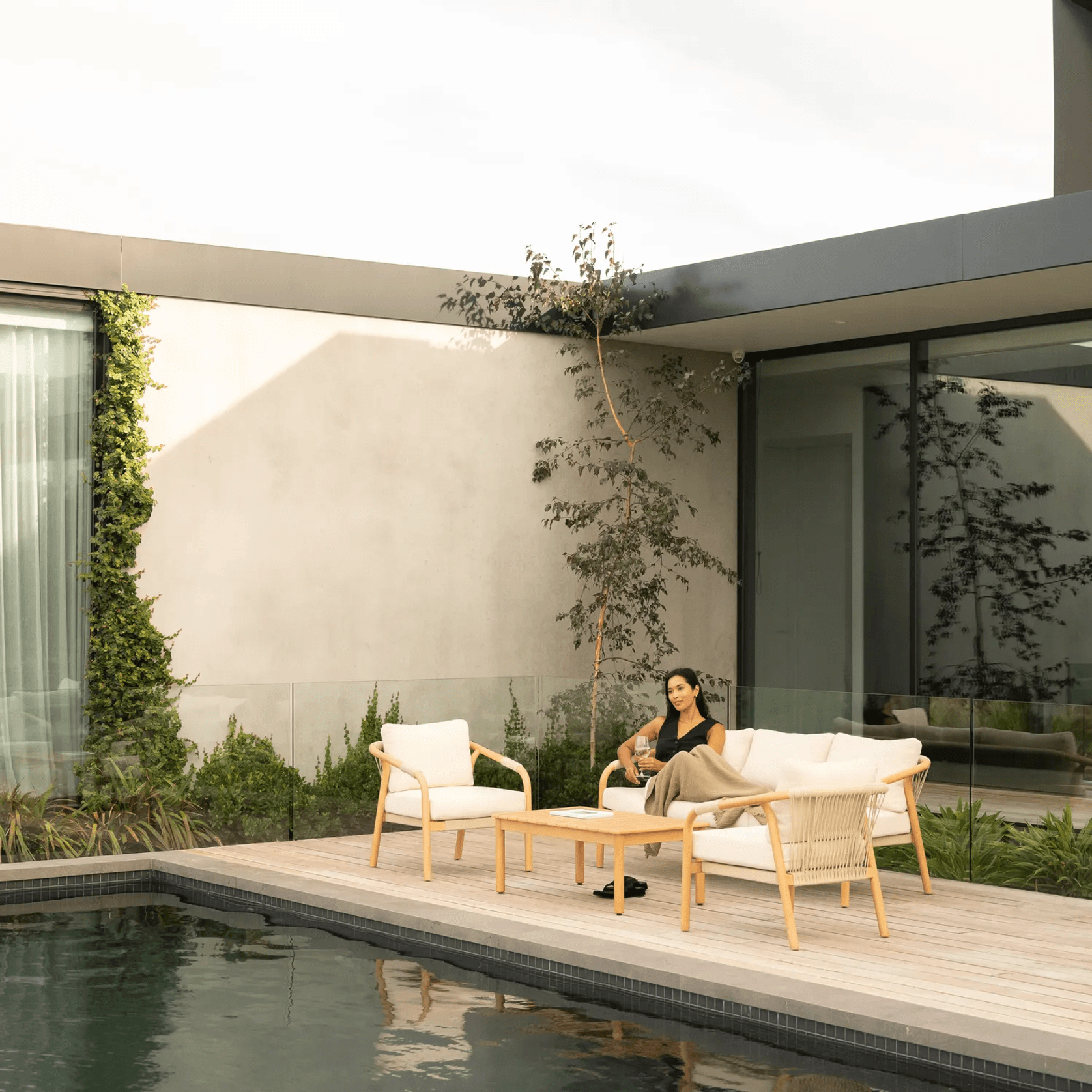 Burnett Outdoor 3 Seater Sofa - Eucalyptus / Beige gallery detail image