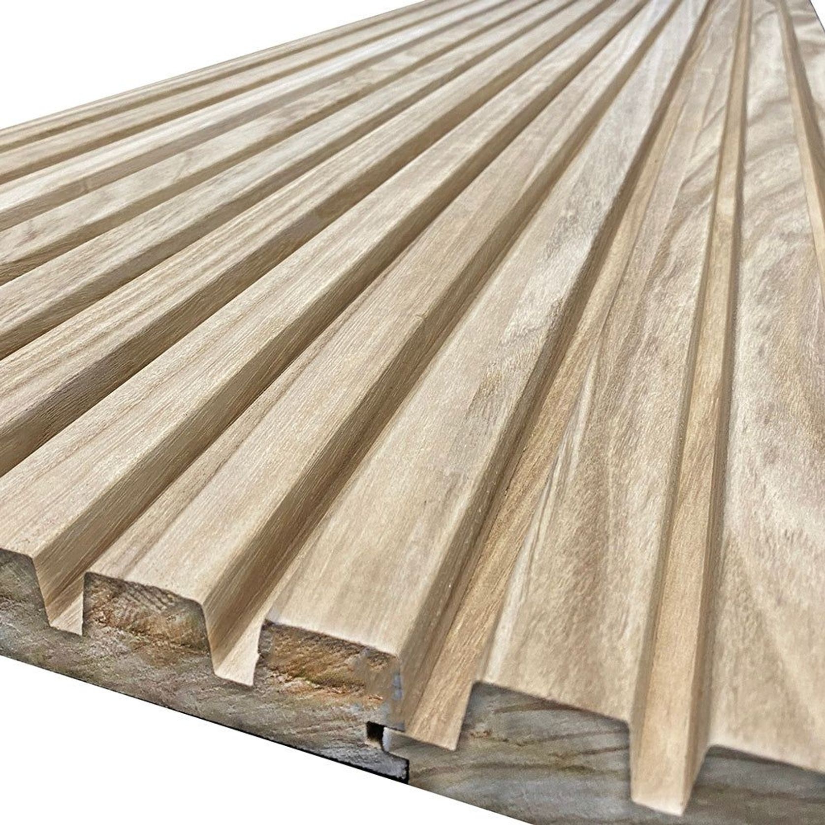 WOODFLEX Outdoor & Indoor Solid Hard Wood Slat Wall & Ceiling Cladding - Oak - 2700mm x 560mm gallery detail image