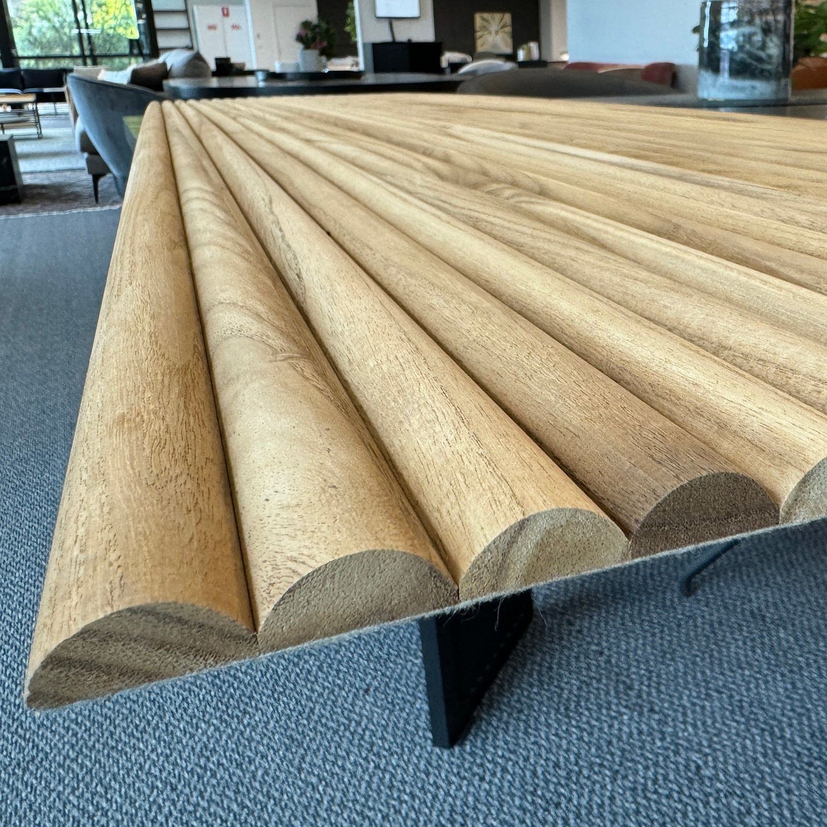 WOODFLEX Flexible Solid Paulownia Wood Slat Wall Panel -  2700mm x 600mm - Half Round gallery detail image