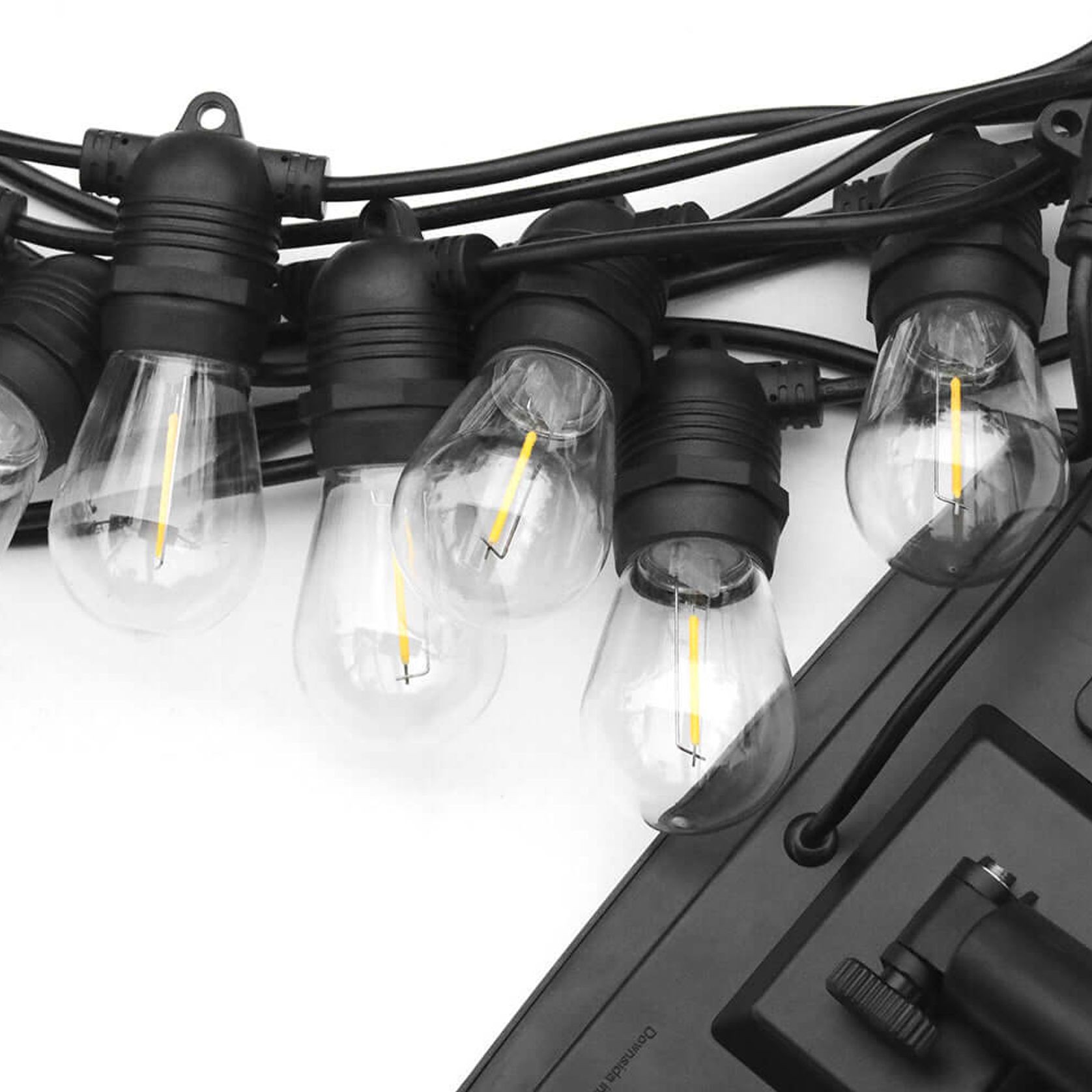 Outdoor Led Festoon String Lights - 10m Warm White Solar Powered gallery detail image