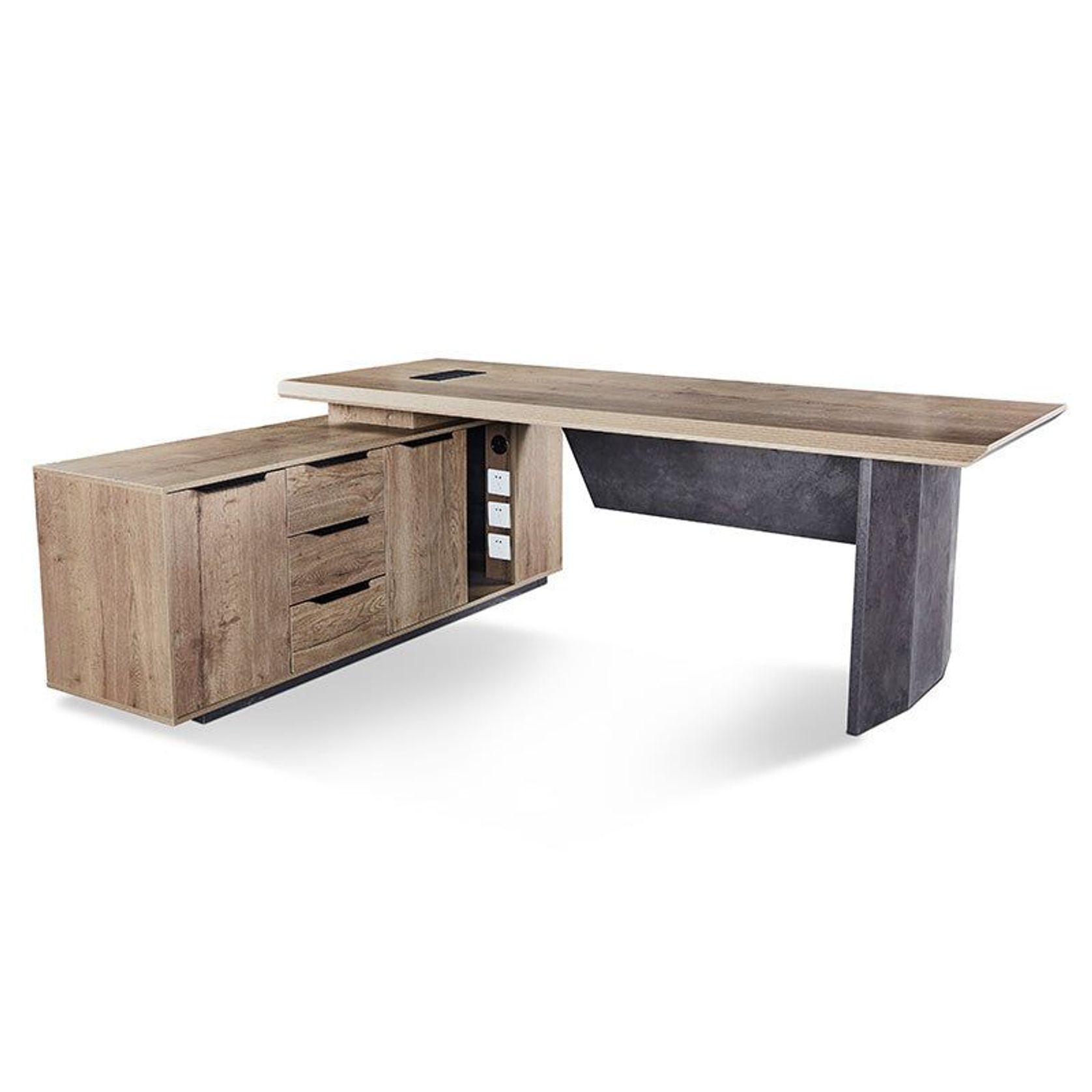 HAMLIN Executive Office Desk with Left Return 2.2M - Tobacco gallery detail image