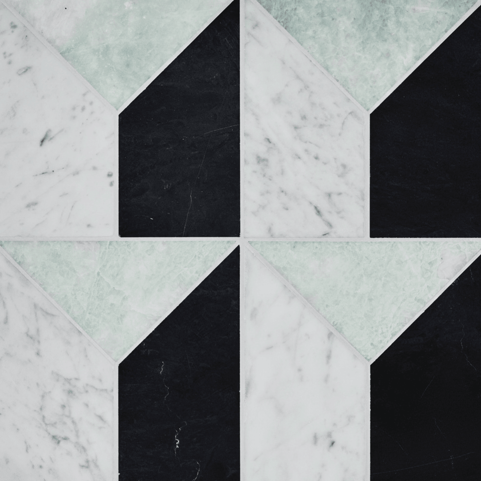 Pisa Mosaic Honed Ming Green, Carrara and Nero Marquina gallery detail image