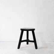 Recycled Elmwood Peasant Stool / Round / Black gallery detail image