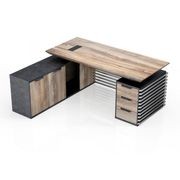 PHOENIX Executive Desk with Left Return 1.8M - Warm Oak & Black gallery detail image