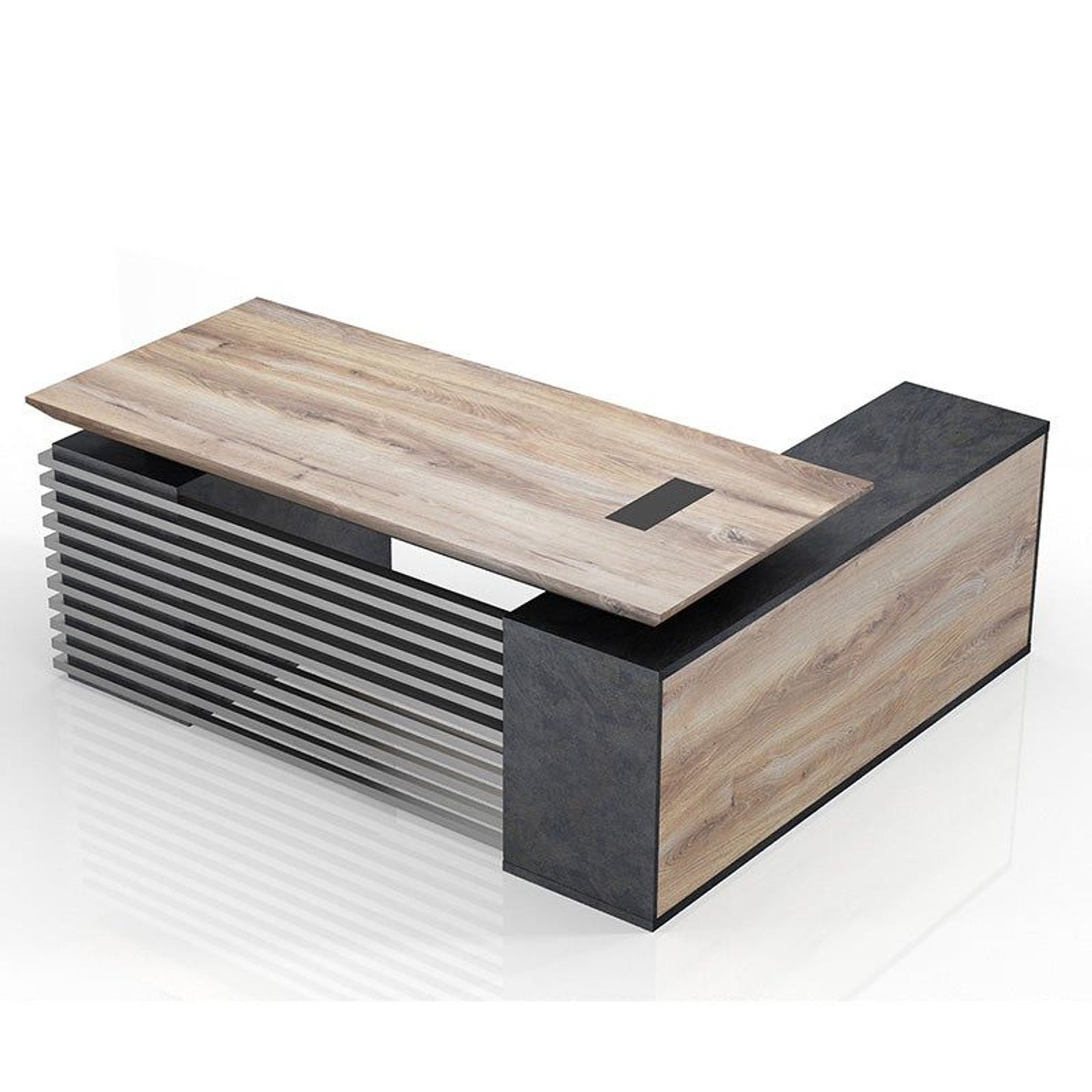 PHOENIX Executive Desk with Left Return 1.8M - Warm Oak & Black gallery detail image