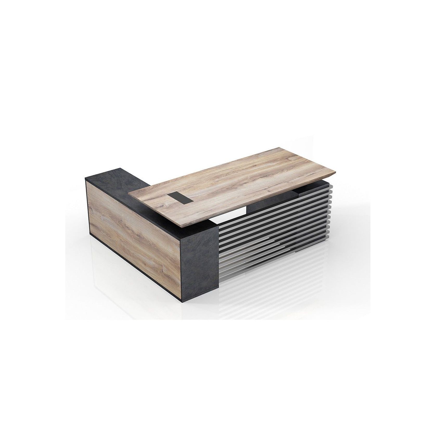 PHOENIX Executive Desk with Right Return 1.8M - Warm Oak & Black gallery detail image