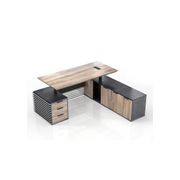 PHOENIX Sit & Stand Electric Lift Executive Desk with Right Return 2.2M - Warm Oak & Black gallery detail image