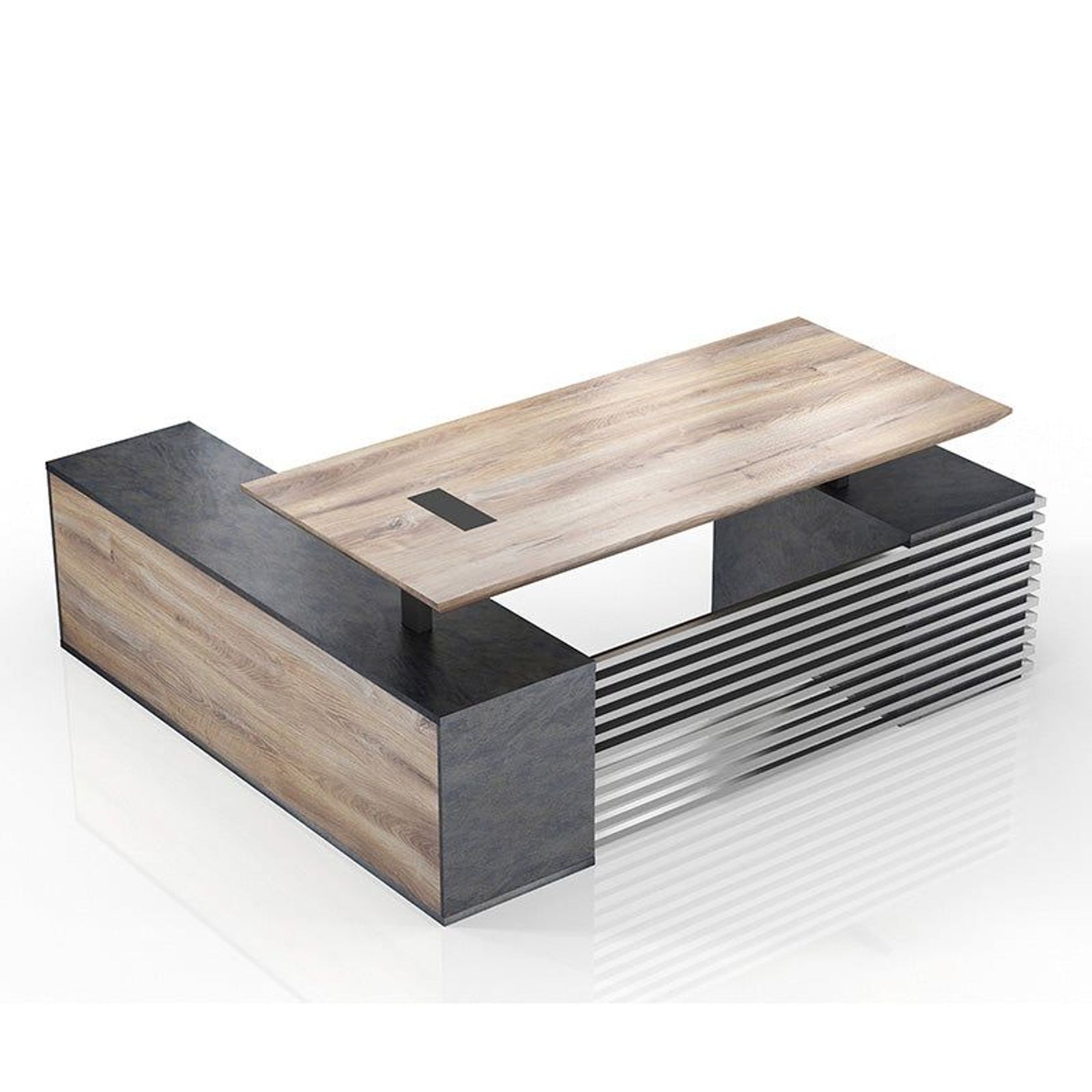 PHOENIX Sit & Stand Electric Lift Executive Desk with Right Return 2.2M - Warm Oak & Black gallery detail image