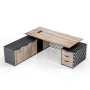PHOENIX Executive Desk with Left Return 2.2M - Warm Oak & Black gallery detail image