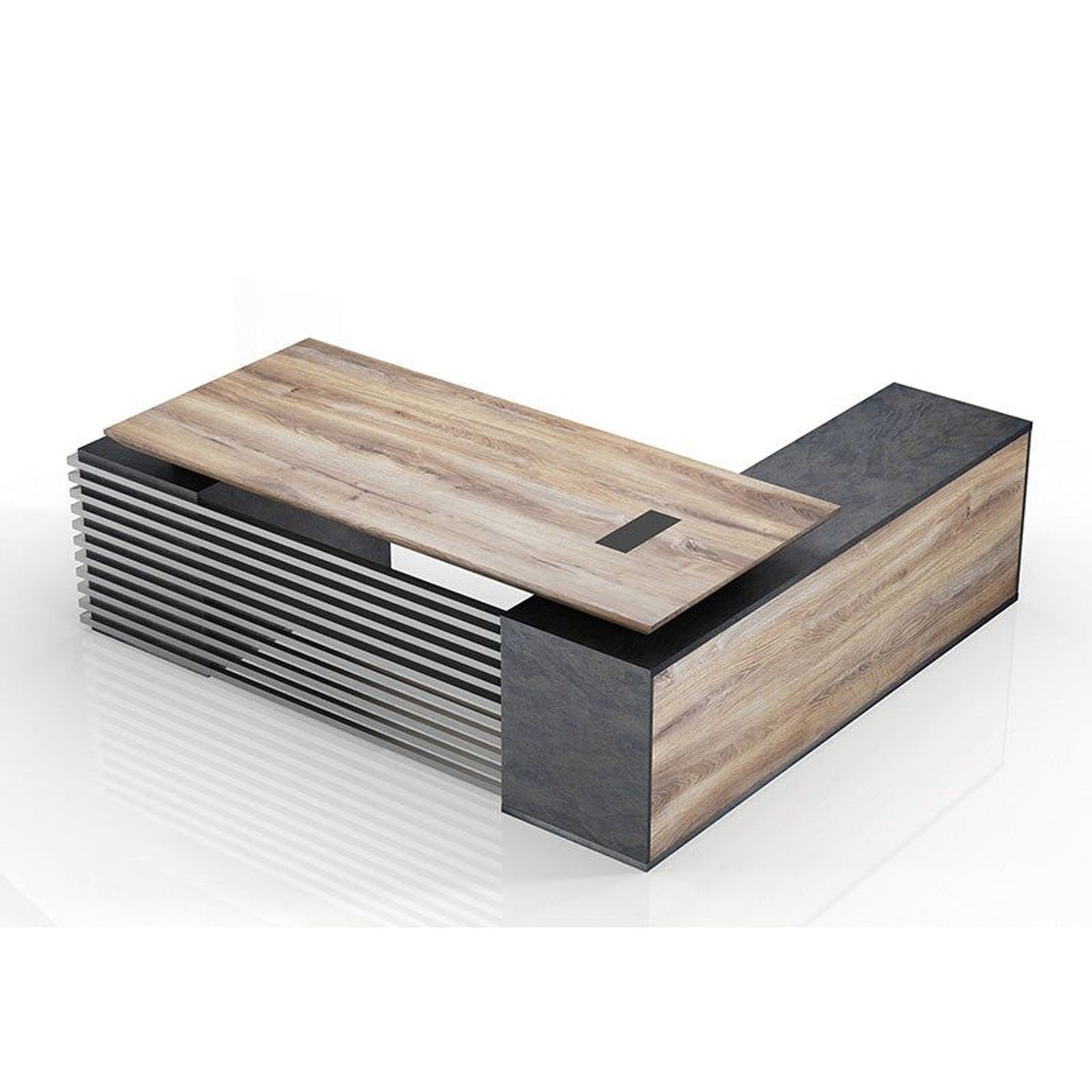 PHOENIX Executive Desk with Left Return 2.2M - Warm Oak & Black gallery detail image