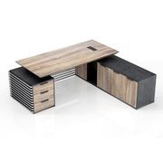 PHOENIX Executive Desk with Right Return 2.2M - Warm Oak & Black gallery detail image