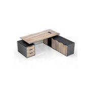 PHOENIX Executive Desk with Right Return 2.2M - Warm Oak & Black gallery detail image