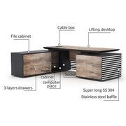 PHOENIX Executive Desk with Right Return 2.8M - Warm Oak & Black gallery detail image