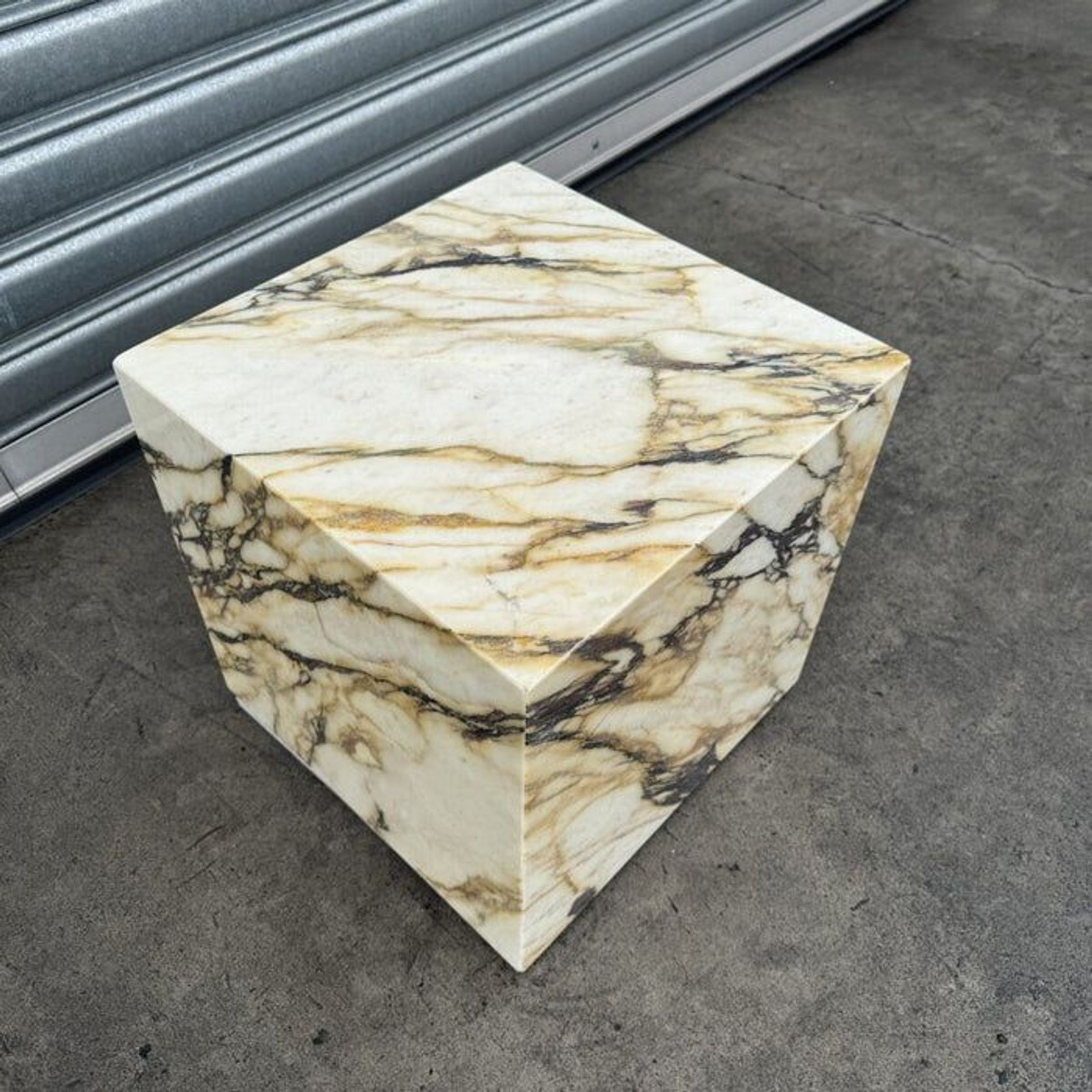 Cube Side Table - Viola Calacatta Marble | Natural Stone Co. gallery detail image