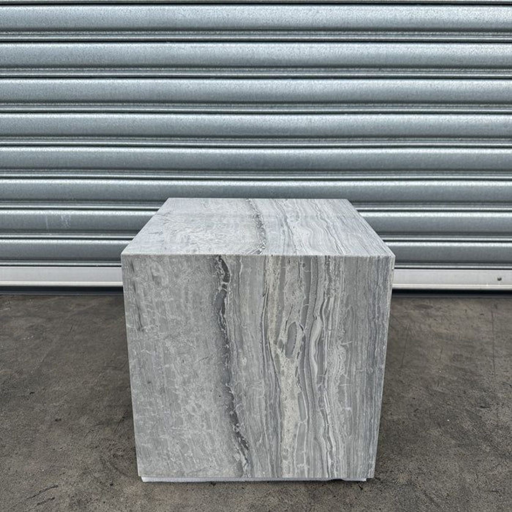 Cube Side Table - Veincut Blue Travertine | Natural Stone Co. gallery detail image