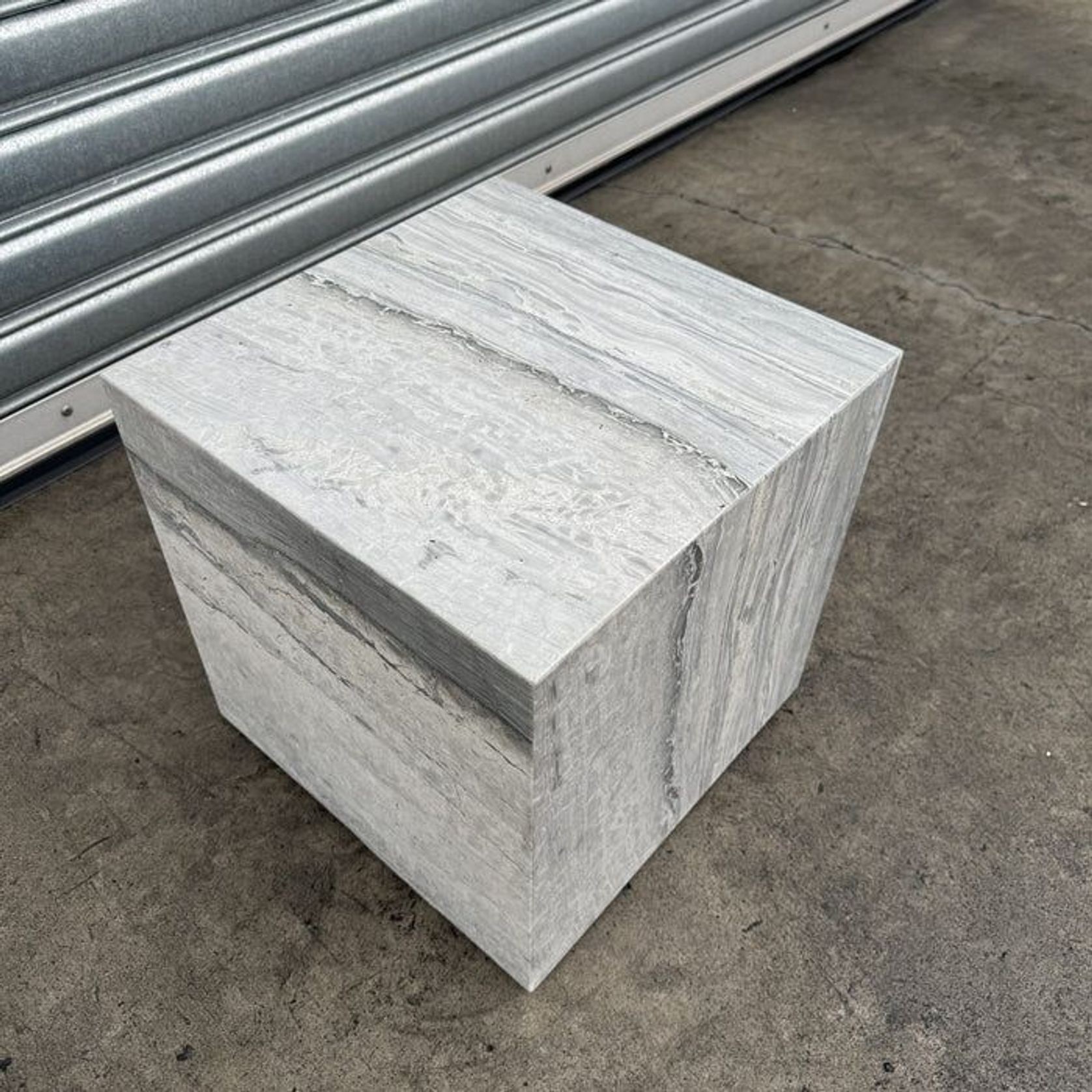 Cube Side Table - Veincut Blue Travertine | Natural Stone Co. gallery detail image